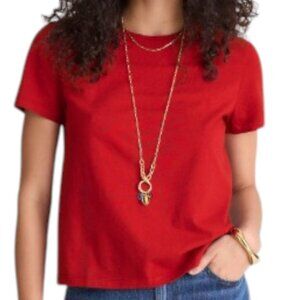 MADEWELL The Perfect Crewneck Tee in Allday Jersey Women's XXS Ruby Red